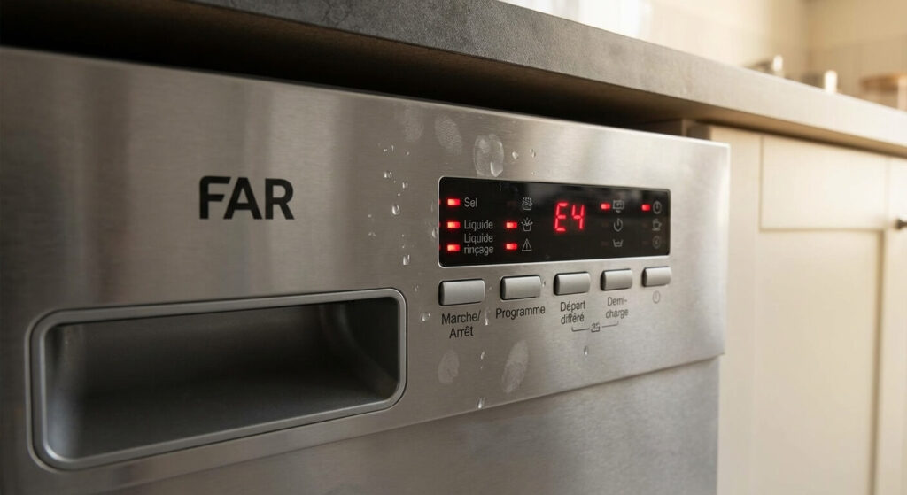 Bandeau de commande lave-vaisselle FAR avec voyants qui clignotent