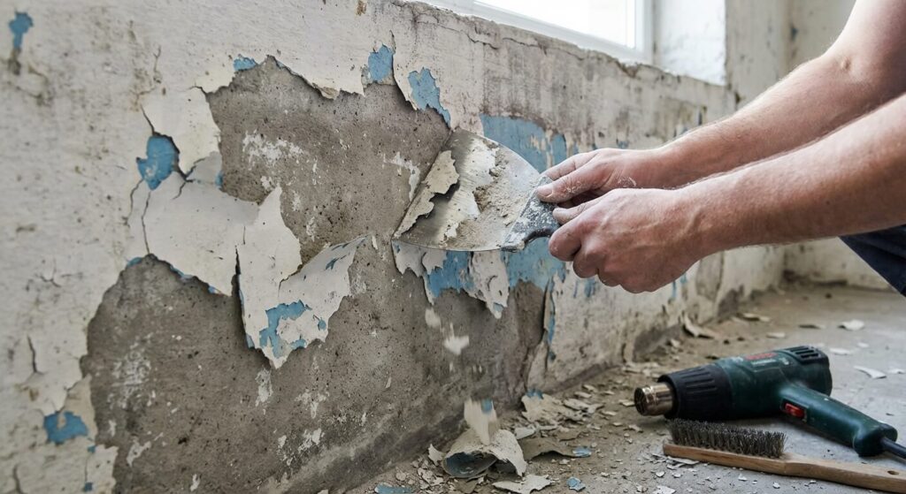 Enlever de la peinture sur un mur en ciment