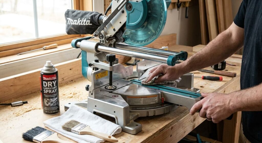 Entretien des barres de guidage d'une scie à onglet pour une glisse fluide