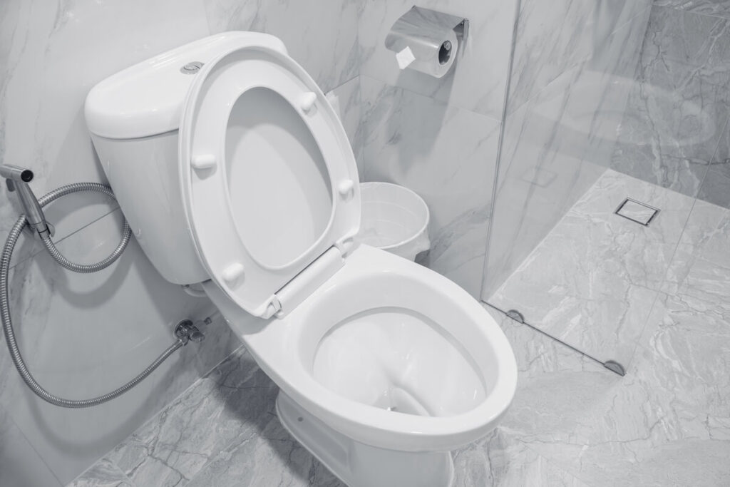 Comment résoudre une fuite entre les wc et le carrelage ? 2 Eau stagnante s'écoulant au niveau du joint de fixation d'un WC au sol en carrelage.