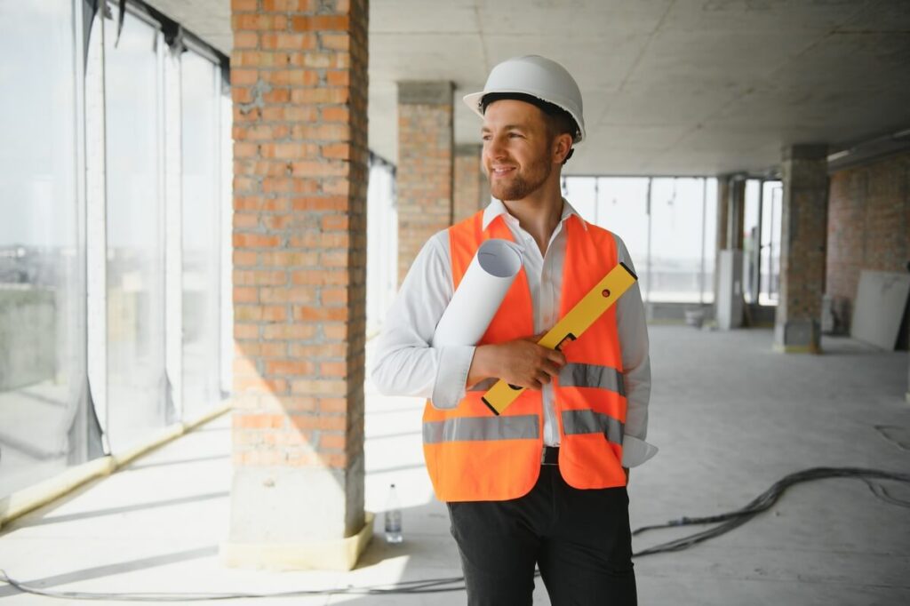 Un professionnel du bâtiment supervisant les travaux d'extension pour garantir le respect des délais et des normes.