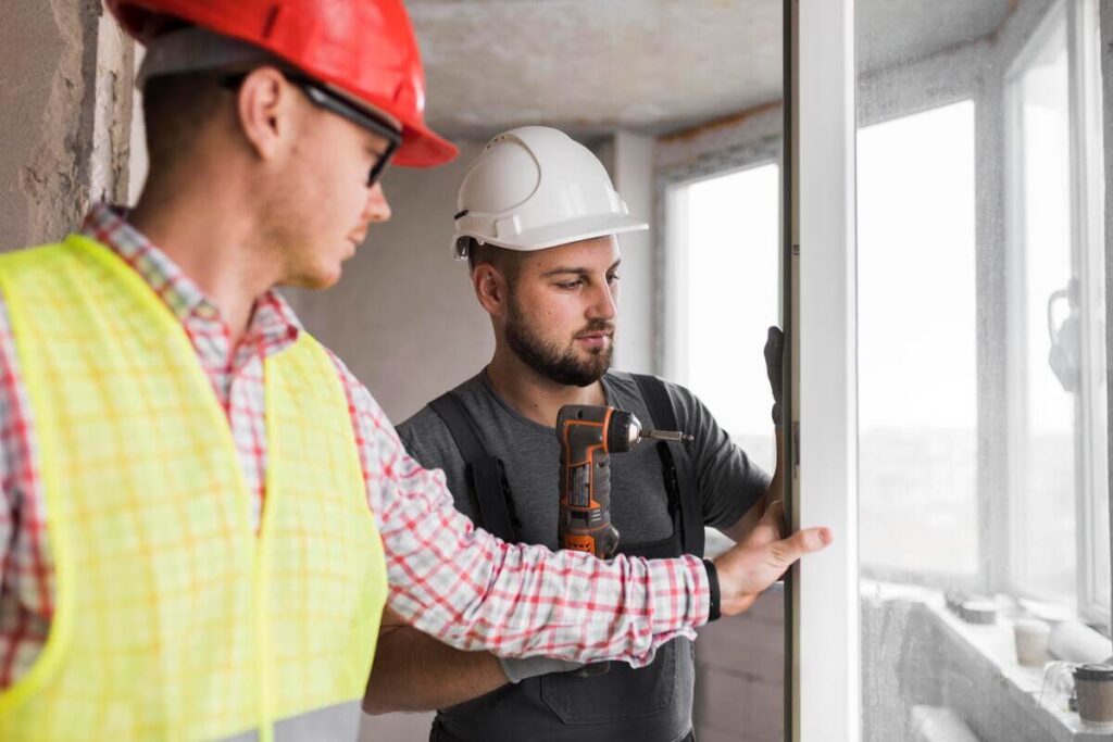 Châssis aluminium en Belgique : dans quels cas c'est le bon choix ? 2 Pose de nouveaux châssis en PVC blanc avec double vitrage haute performance dans une maison à Bruxelles.