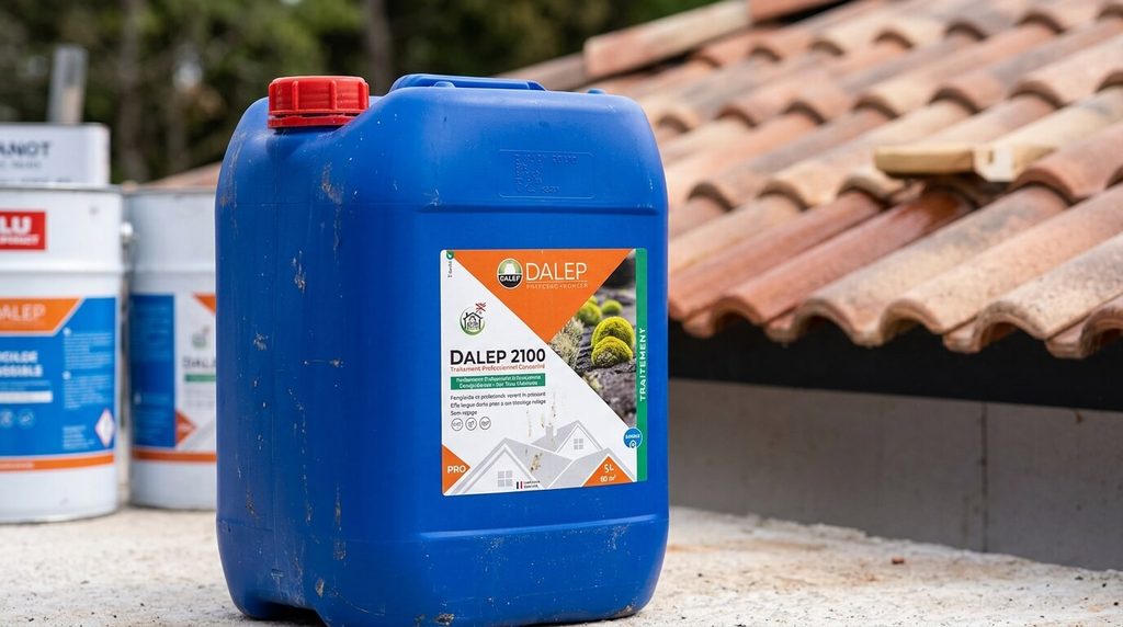 Bidon de produit professionnel fongicide et hydrofuge Dalep 2100 concentré.