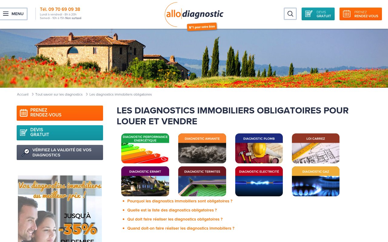 Quels sont les meilleurs diagnostiqueurs immobiliers en France en 2026 ? 3 Apercu du site Allodiagnostic