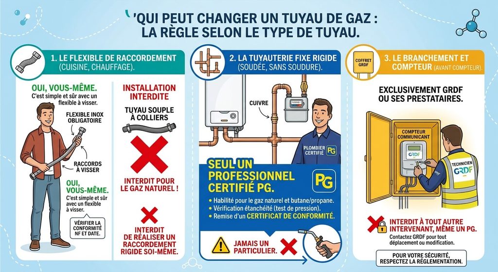 Qui peut changer un tuyau de gaz : la règle selon le type de tuyau 3