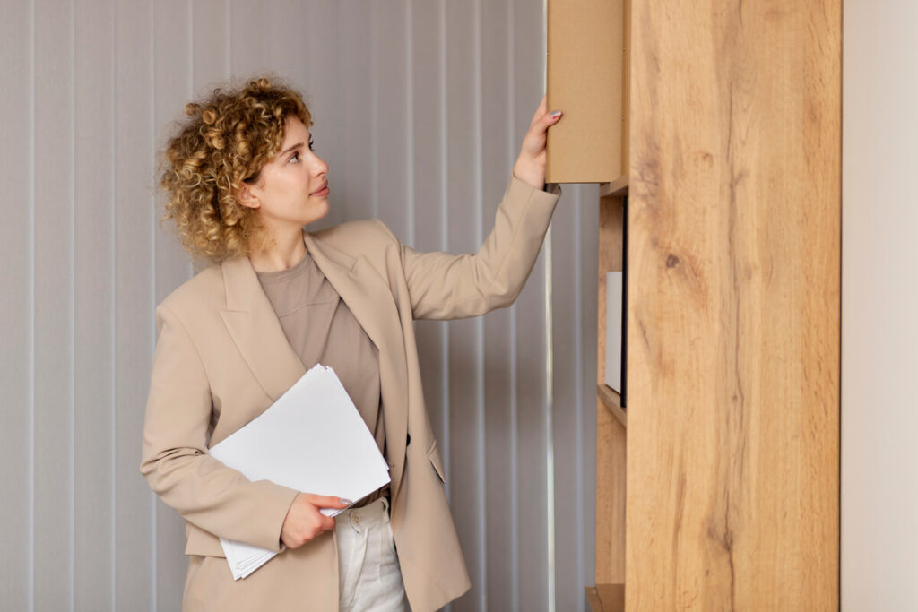 Comment optimiser le rangement dans les espaces perdus de la maison 2 Meuble de rangement sur-mesure avec tiroirs coulissants installé sous un escalier en bois.