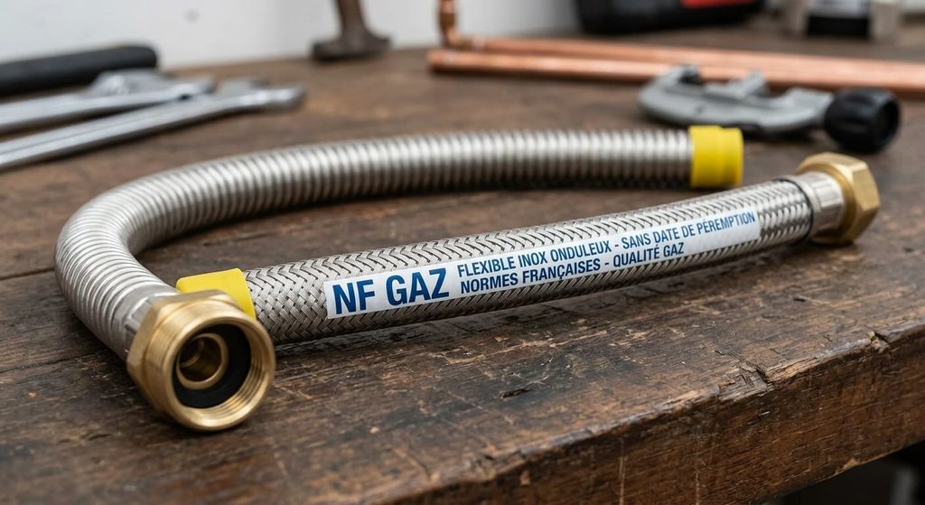 Qui peut changer un tuyau de gaz : la règle selon le type de tuyau 4 Flexible de gaz en inox onduleux sans date de péremption NF Gaz