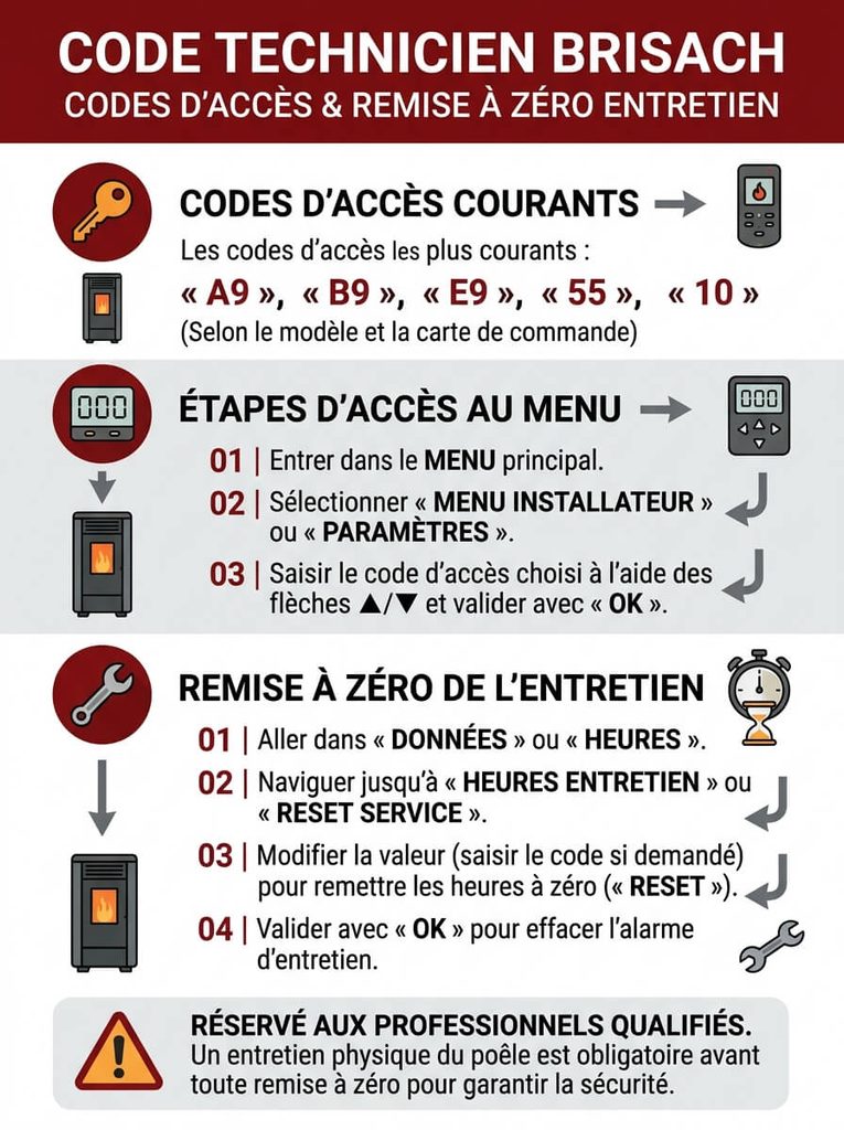 Code technicien Brisach : codes d'accès et remise à zéro entretien 3