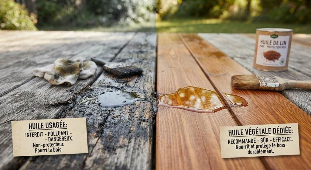 Huile de vidange sur bois : pourquoi c'est interdit et inefficace 3