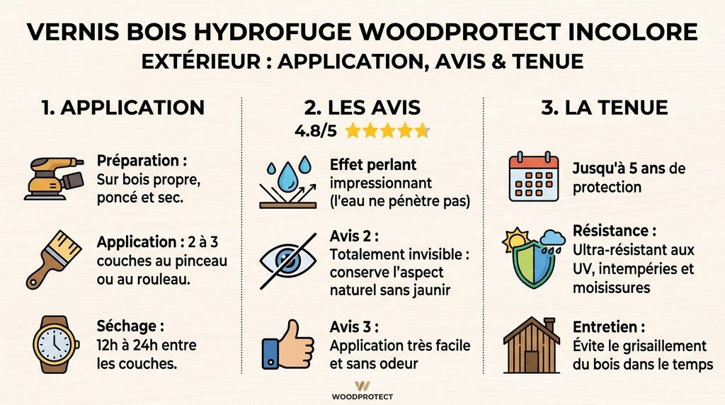 Vernis bois hydrofuge Woodprotect incolore extérieur : application, avis et tenue 4